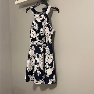 Navy and White Floral Dress